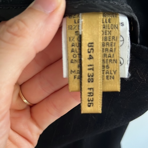 Donna Karan High Rise Slim Wide Leg Wool Blend Black Pinstriped Trousers 4 - Picture 7 of 10